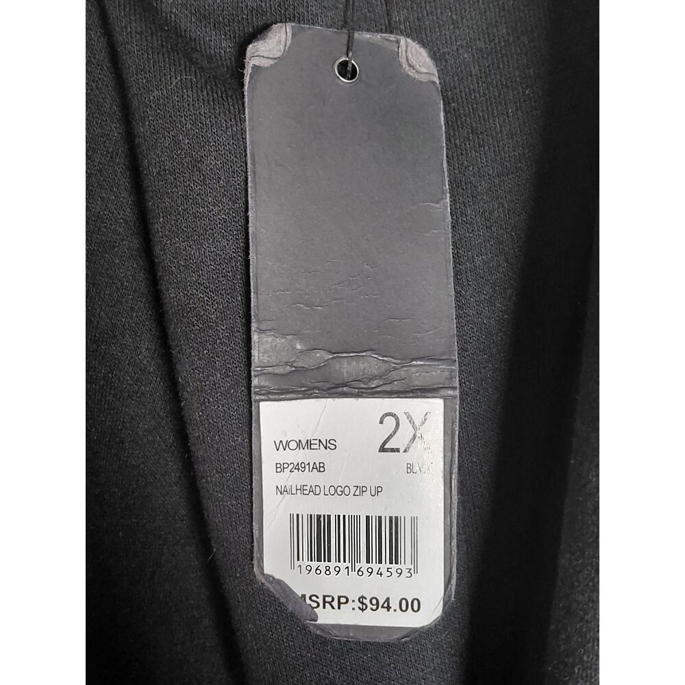 NWT bebe sport Black Hoodie Zip Up Jacket Solid Knit Women Size 2X - Picture 5 of 11